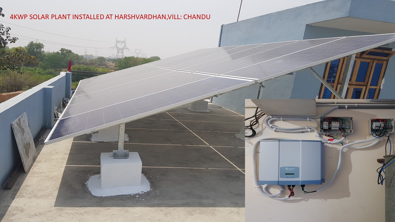 4kWp solar rooftop grid connected at Harshvardhan House,Chandu Gurgaon