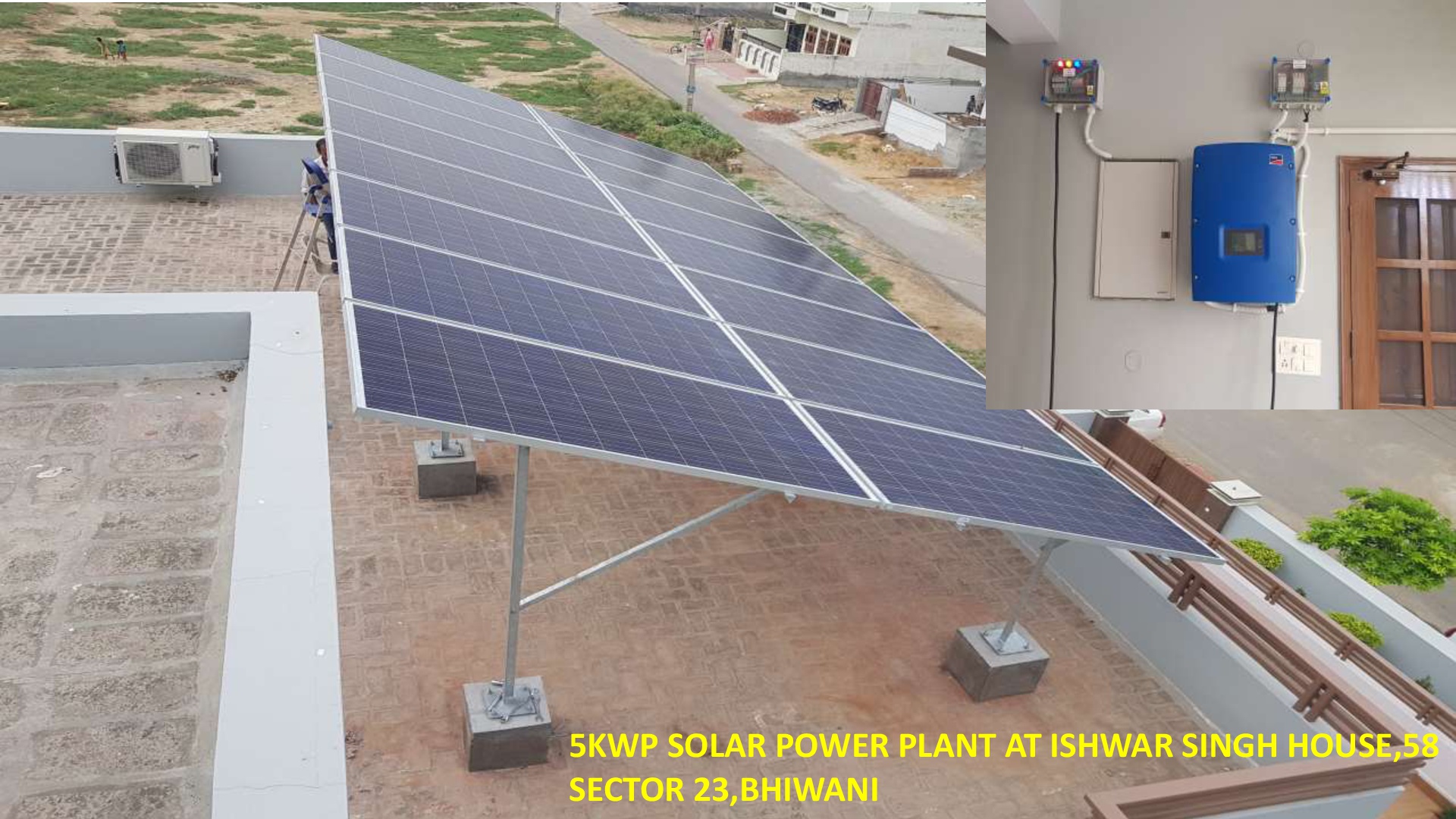 5kWp solar rooftop grid connected at Ishwar Singh,58 Sector 23,Bhiwani